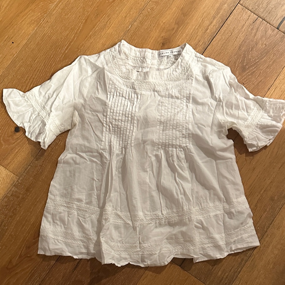 English Factory White Ruffled Blouse